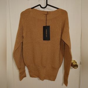 Love Republic boatneck sweater, beige with golden lurex, size S, NWT